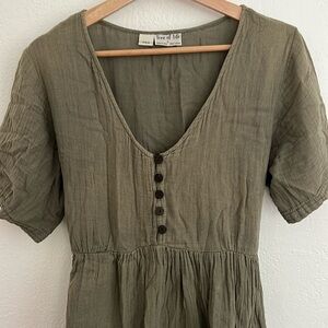 TREE OF LIFE Olive green tie string mini dress 🦋